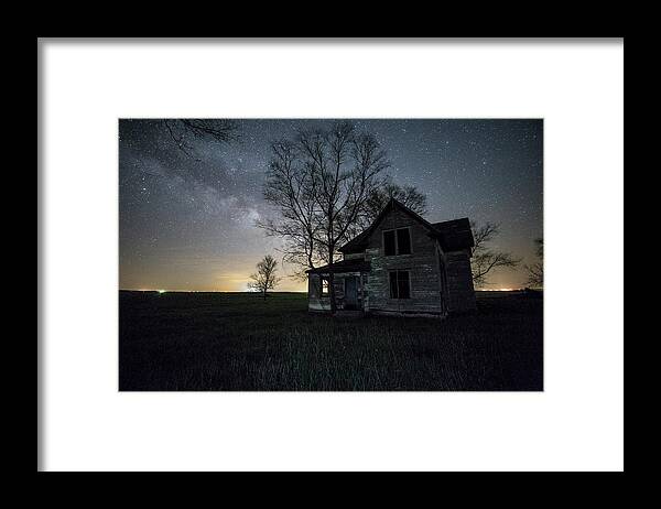 Sky Framed Print featuring the photograph Prairie Gold and Milky Way by Aaron J Groen