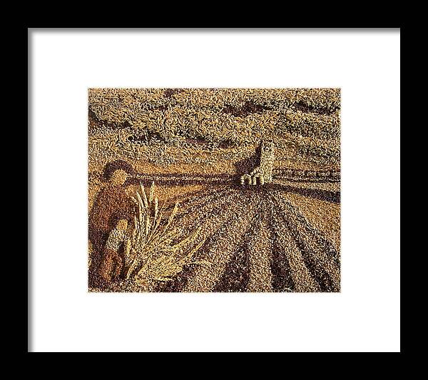 Prairie Agricultural Scene Framed Print featuring the painting Prairie Harvest by Naomi Gerrard