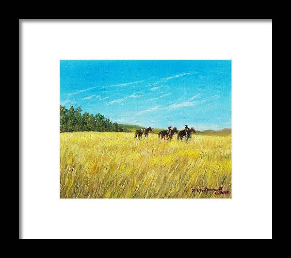 Landscape Framed Print featuring the painting Prairie Journey by Kathleen McDermott