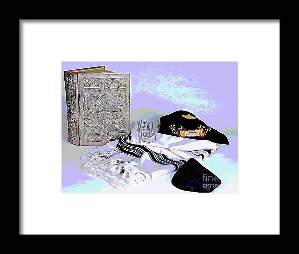 Judaica Framed Print featuring the photograph Prayers and Tallit by Larry Oskin