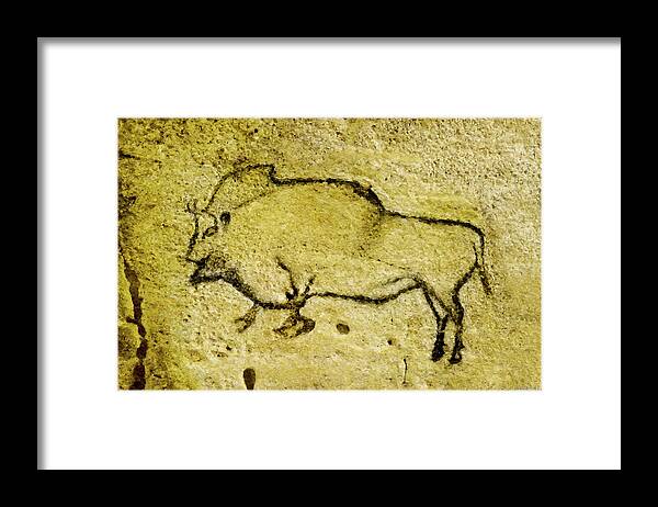 Bison Framed Print featuring the digital art Prehistoric Bison 1- La Covaciella by Weston Westmoreland