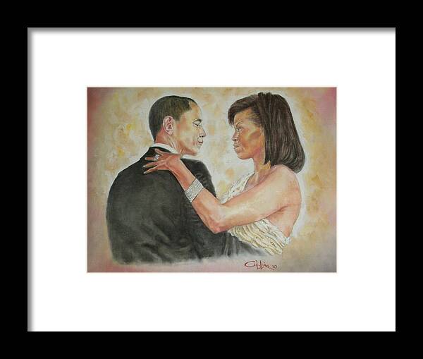 44th President Framed Print featuring the painting President Obama and First Lady by G Cuffia