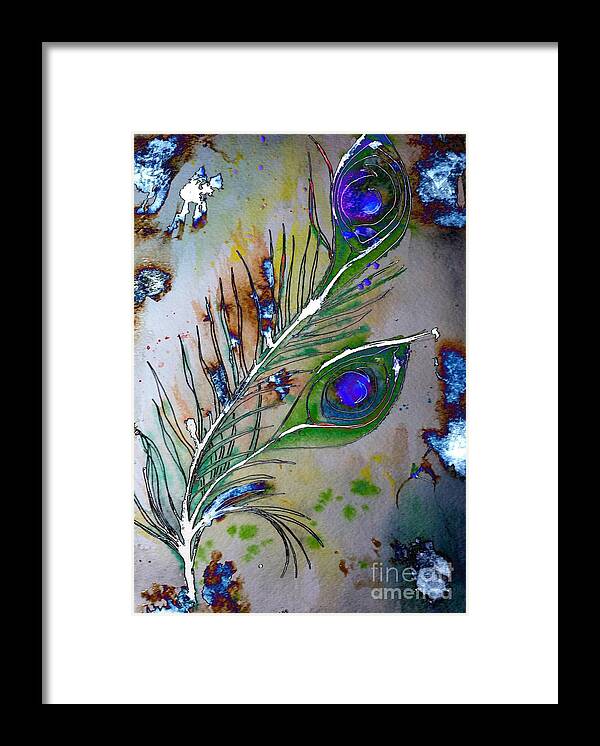 Feather Framed Print featuring the painting Pretty As A Peacock by Denise Tomasura