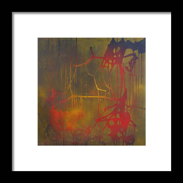Abstract Framed Print featuring the painting Pretty Violence on a Screen Door by Eric Dee