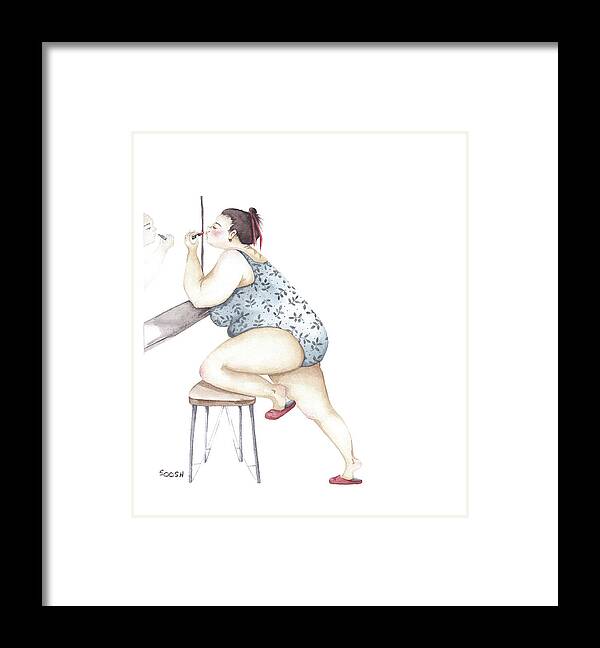 Bysoosh Framed Print featuring the painting Pretty woman by Soosh 