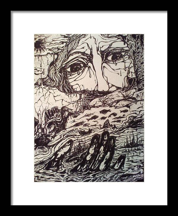 Environmental Disaster Framed Print featuring the drawing Price of Oil by Rae Chichilnitsky