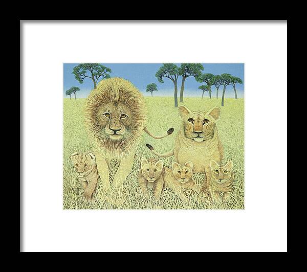 Lion Framed Print featuring the painting Pride by Pat Scott