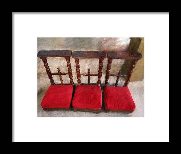 Prayer Framed Print featuring the painting Prie Dieu - Prayer Kneeler by Portraits By NC