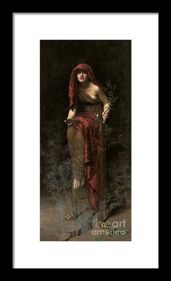 Portrait Framed Print featuring the painting Priestess of Delphi by John Collier