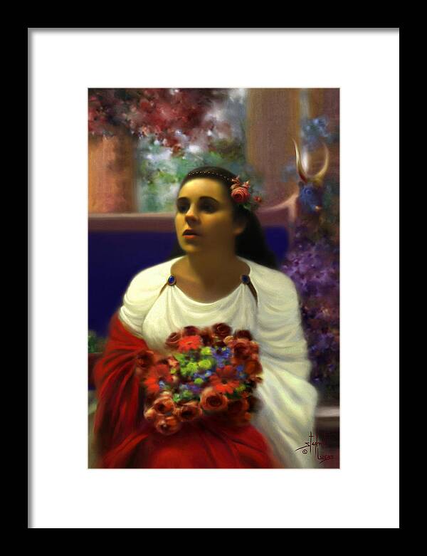 Goddess Framed Print featuring the digital art Priestess of the Floral Temple by Stephen Lucas
