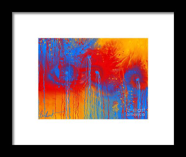 Primary Colors Framed Print featuring the digital art Primary Fluidity by Mary Eichert