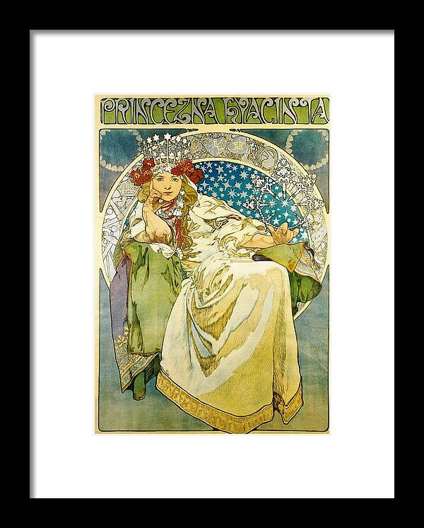 Alphonse Mucha Framed Print featuring the painting Princess Hyacinth by Alphonse Mucha