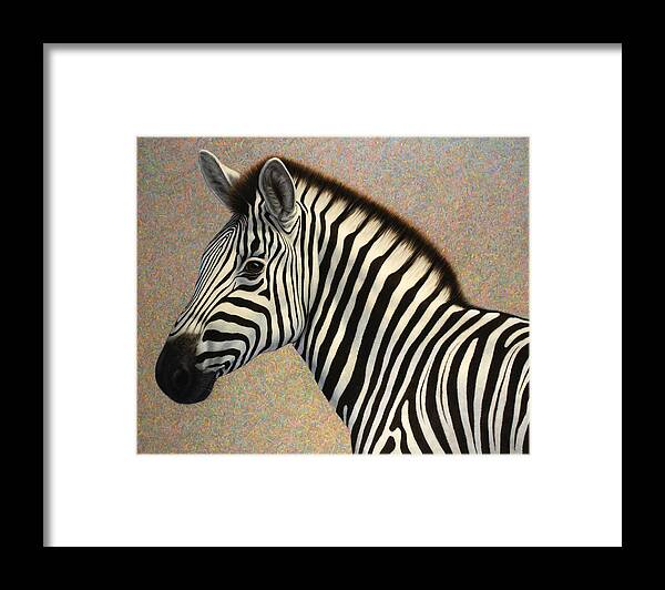 Zebra Framed Print featuring the painting Principled by James W Johnson