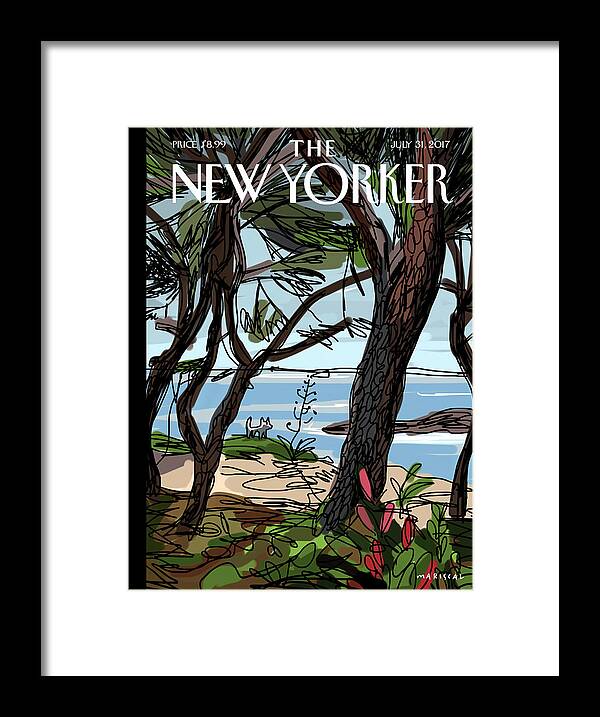 Private Beach Framed Print featuring the painting Private Beach by Javier Mariscal