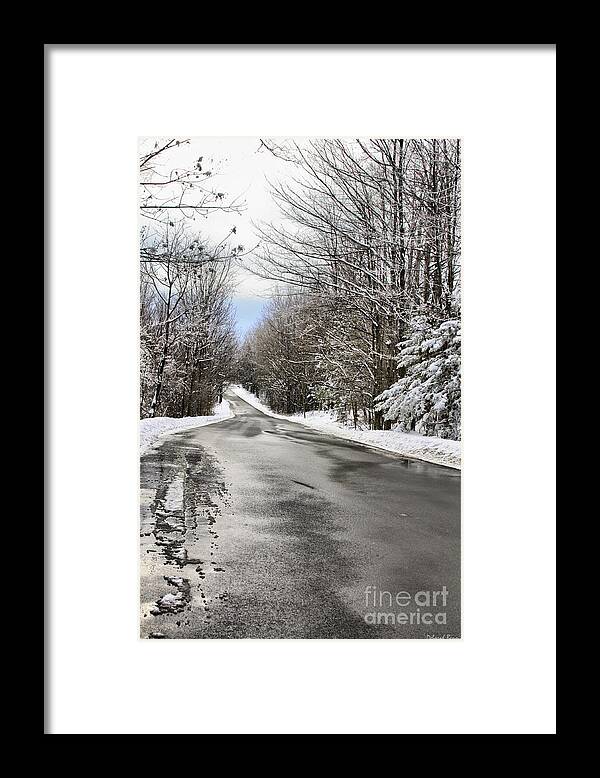 Winter Framed Print featuring the photograph Private Country Road by Deborah Benoit