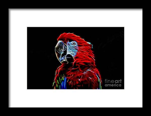 Portrait Framed Print featuring the photograph Profile Portrait of a Parrot IV glow version by Jim Fitzpatrick