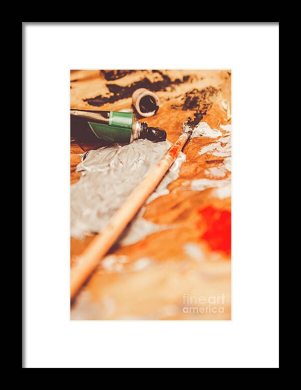 Craft Framed Print featuring the photograph Progress of oil painting by Jorgo Photography