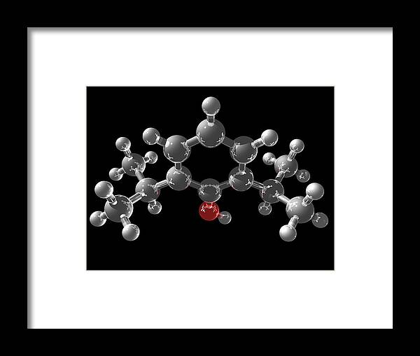 Chemical Framed Print featuring the photograph Propofol Molecule by Laguna Design