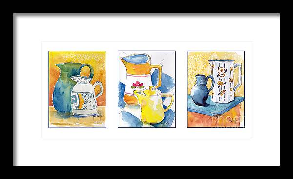Impressionism Framed Print featuring the painting Provencale Pitcher Trio by Pat Katz