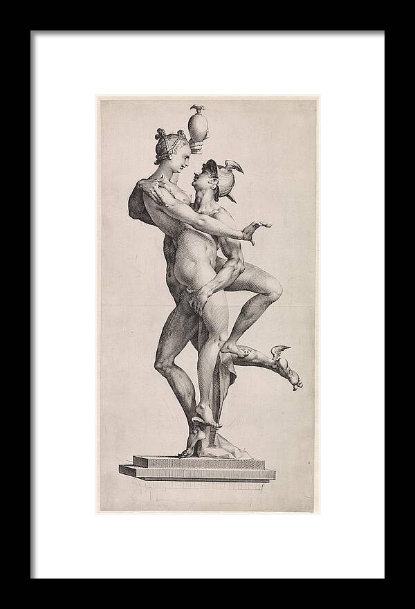 Psyche Framed Print featuring the drawing Psyche is carried up to Olympus by Mercury by Vintage Collectables
