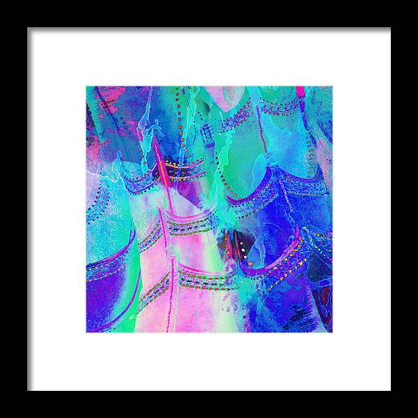 Shopping Framed Print featuring the photograph Psychedelic Blue Shoes Shopping is Fun Abstract Square 4f by Sue Jacobi