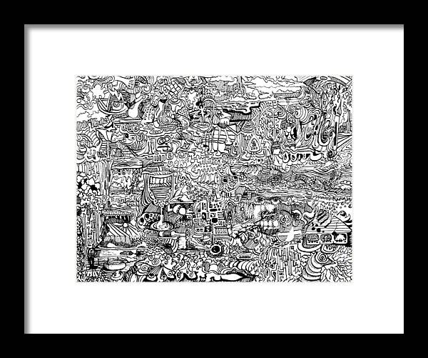 Psychedelic Ink Framed Print featuring the drawing Psychedelic Drawing Ink by Joe Michelli