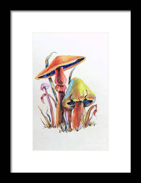 Mushrooms Framed Print featuring the painting Psychedelic Mushrooms by Pattie Calfy