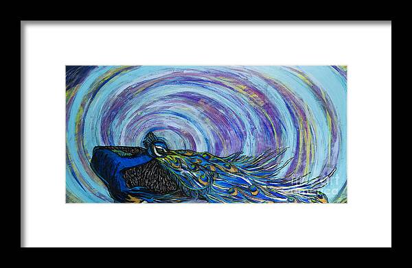 Peacock Framed Print featuring the painting Psychedelic Peacock by Rebecca Weeks