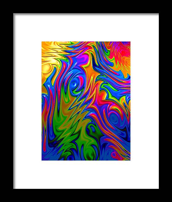 Rainbow Framed Print featuring the digital art Psychedelic Rainbow Fractal by Becky Herrera