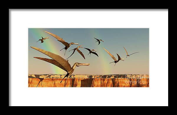 Dinosaur Framed Print featuring the painting Pterodactyl by Corey Ford