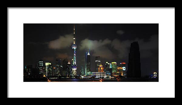 Shanghai Framed Print featuring the photograph Pudong at Night by Jason Chu