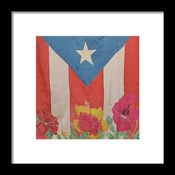 Puerto Rican Flag Framed Print featuring the tapestry - textile Puerto Rican Flag by Melissa Torres