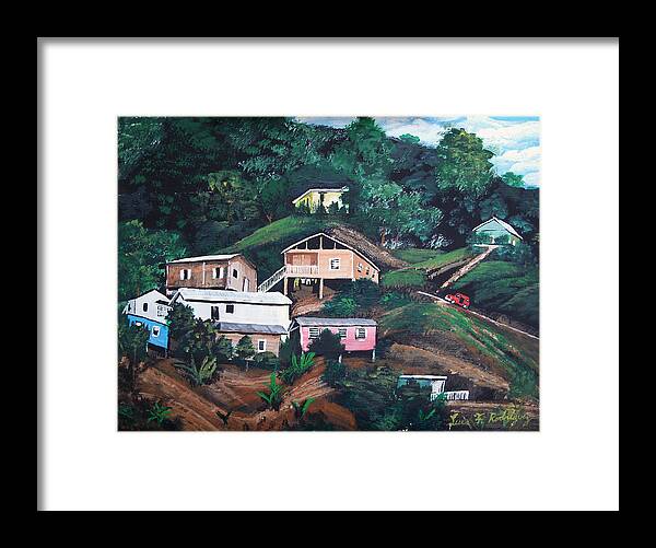 Puerto Rico Framed Print featuring the painting Puerto Rico Mountain View by Luis F Rodriguez