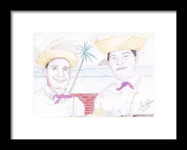 Pencil Framed Print featuring the drawing Puertorican Friends by Martin Valeriano