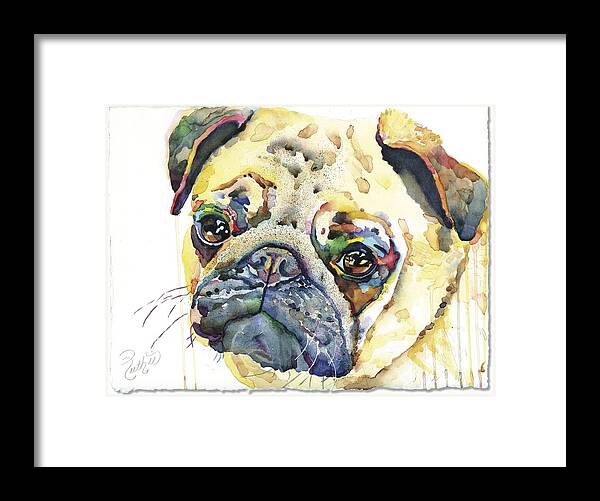 Pug Framed Print featuring the painting Pug by Ruth Hardie