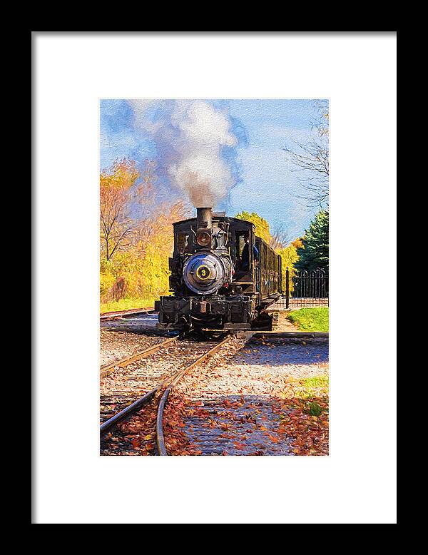 Train Framed Print featuring the photograph Pulling Into The Station by Susan Rissi Tregoning