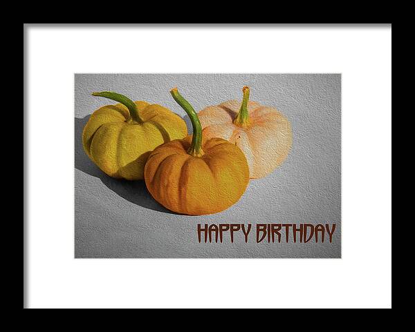 Greeting Card Framed Print featuring the photograph Pumpkin Birthday by Cathy Kovarik