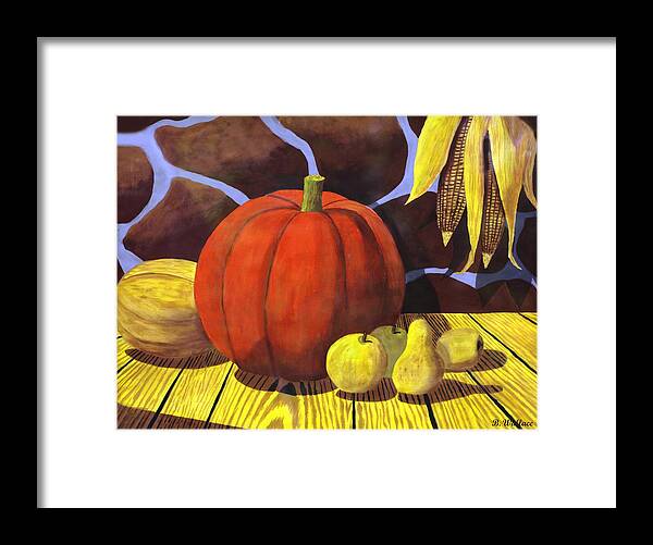 2d Framed Print featuring the painting Pumpkin Still Life - Homage to Jon Gnagy by Brian Wallace
