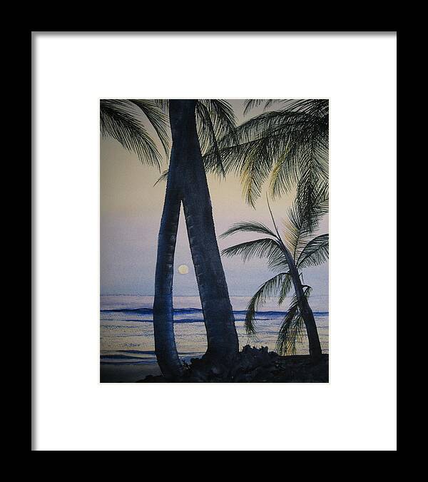 Landscape Framed Print featuring the painting Punta Cana Moon by Shirley Braithwaite Hunt
