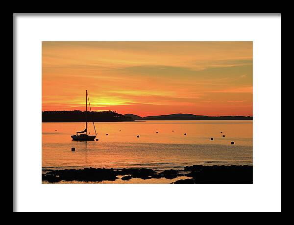 Sailboat Framed Print featuring the photograph Punta del Este Sunset, Uruguay by Robert McKinstry