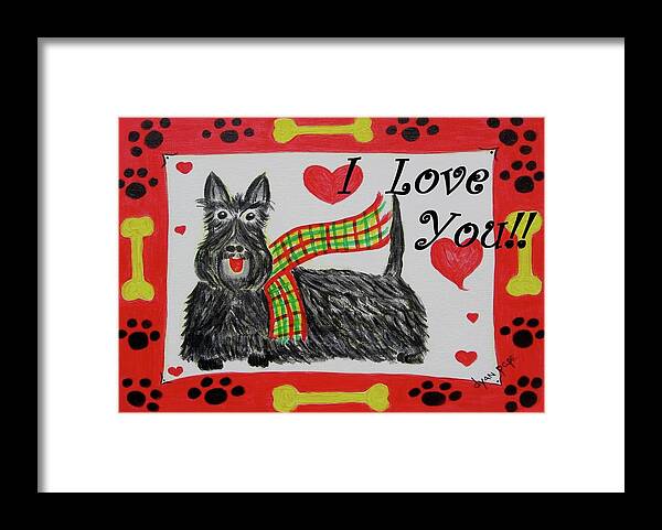 Scottie Framed Print featuring the painting Puppy Love by Diane Pape