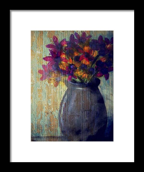  Framed Print featuring the mixed media Purple and yellow flowers by Joseph Ferguson