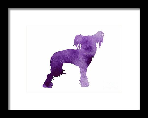 Chinese Crested Framed Print featuring the painting Purple chinese crested dog silhouette by Joanna Szmerdt