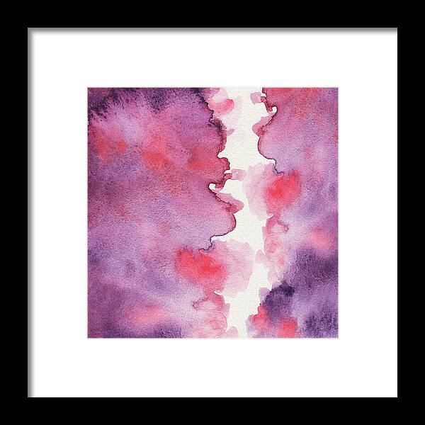 Abstract Framed Print featuring the painting Purple Clouds Abstract Watercolor by Irina Sztukowski
