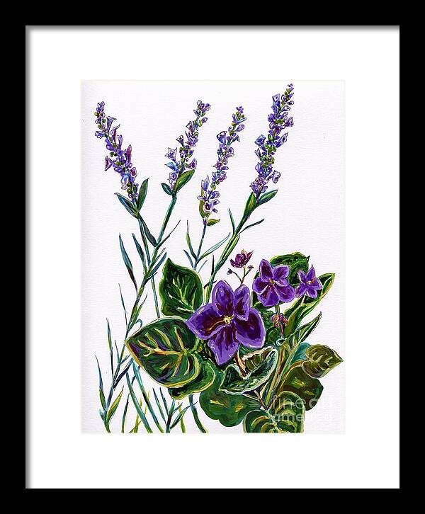 Lavender Framed Print featuring the painting Purple Flowers Illustration by Catherine Gruetzke-Blais