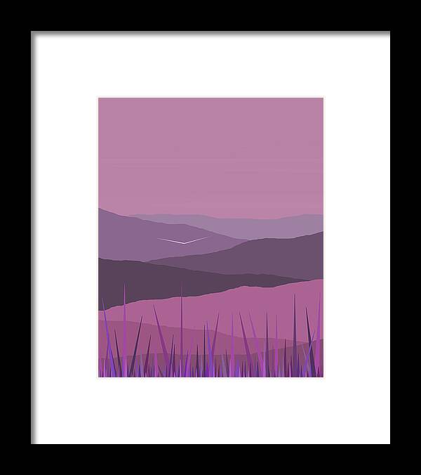Purple Haze Framed Print featuring the digital art Purple Haze - Purple Hills by Val Arie