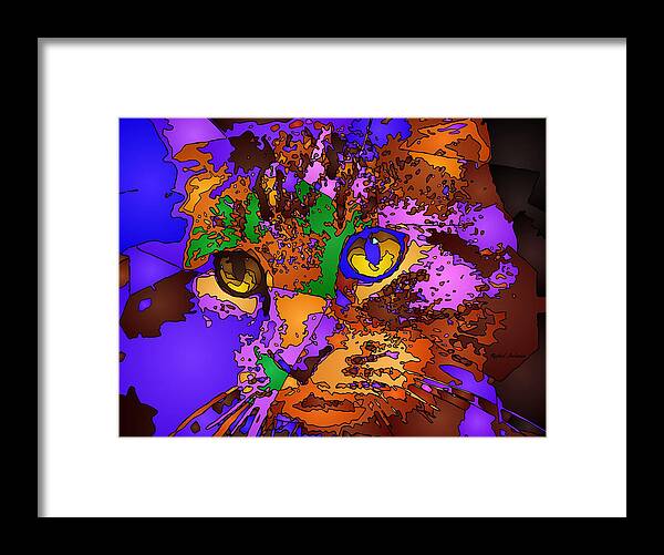 Cat Framed Print featuring the digital art Purple Love. Pet Series by Rafael Salazar