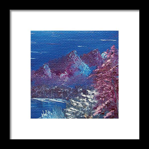 Landscape Framed Print featuring the painting Purple Mountain Landscape by Jera Sky