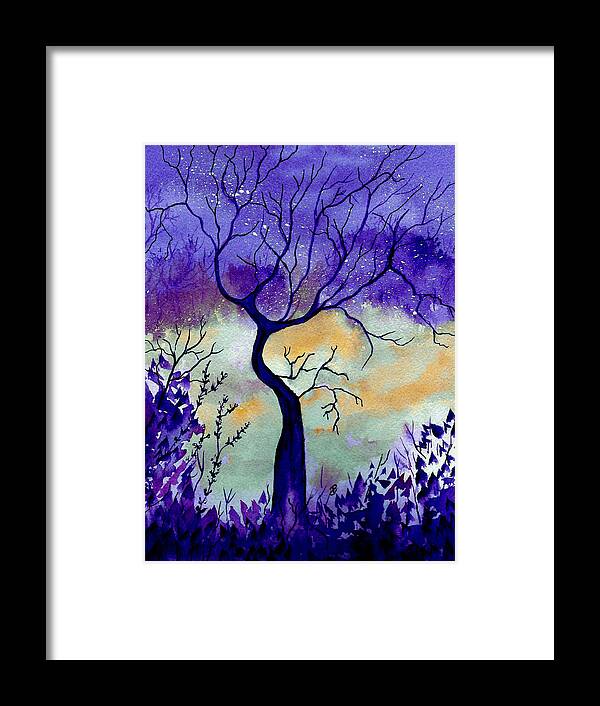 Watercolor Framed Print featuring the painting Purple Passion Night by Brenda Owen
