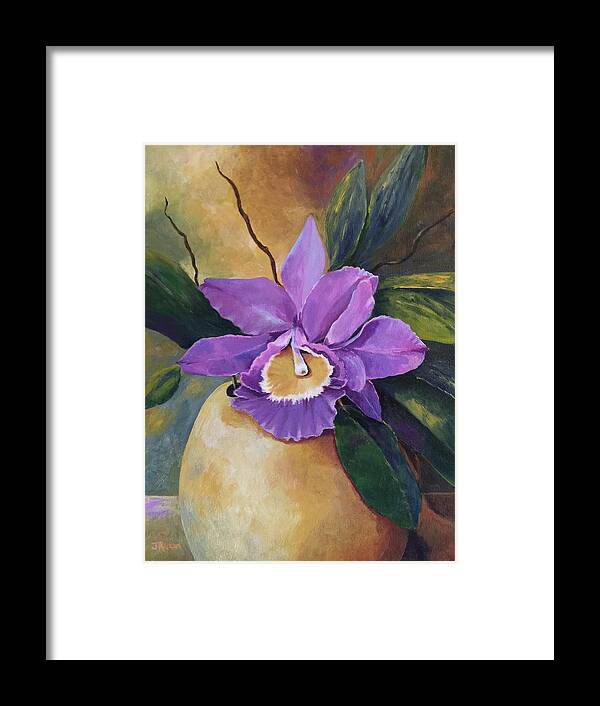 Passion Framed Print featuring the painting Purple Passion Orchid by Jane Ricker